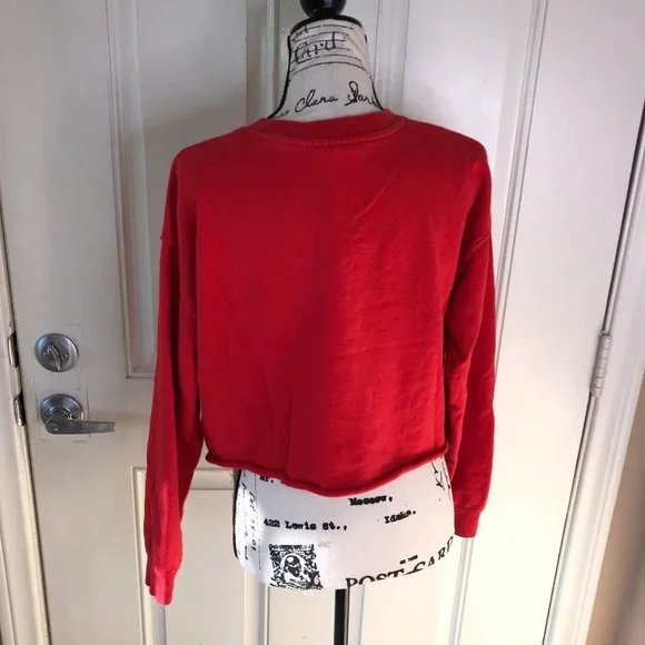 Levi's Women's Cropped Crew Neck Sweatshirt Red ~ Size S - Picture 5 of 9